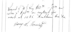 Harry Horwitz handwritten invoice